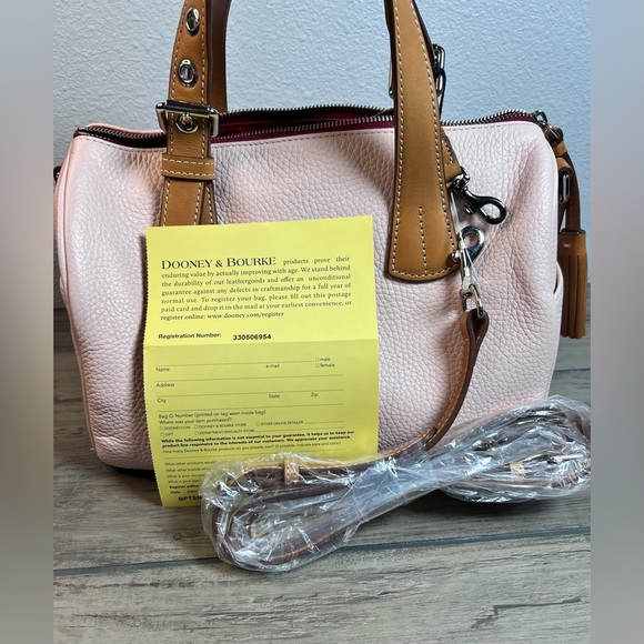 Dooney & Bourke NEW Women’s Blush Pink Pebble Leather Barrel Satchel - Picture 5 of 16